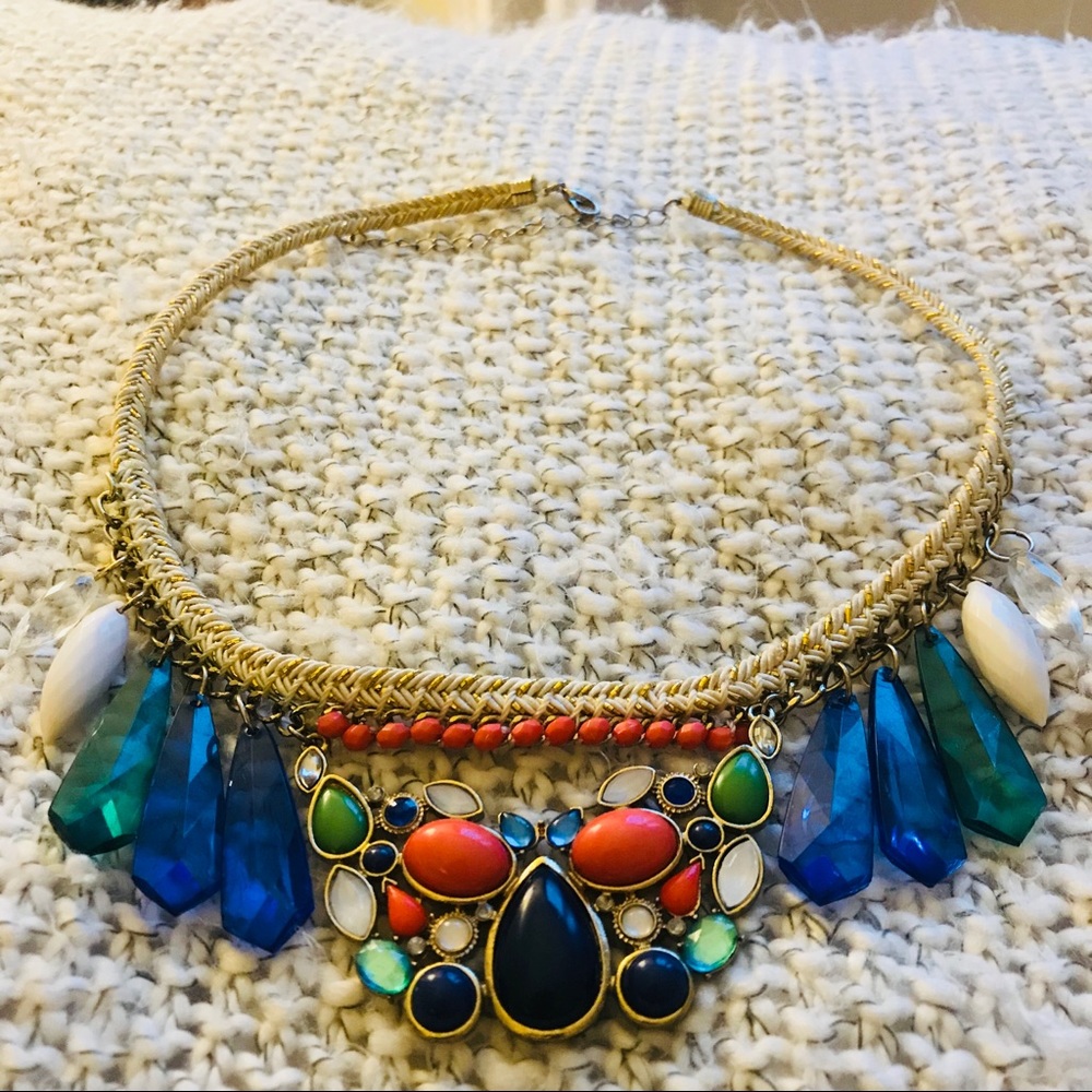 Bright tribal statement necklace
